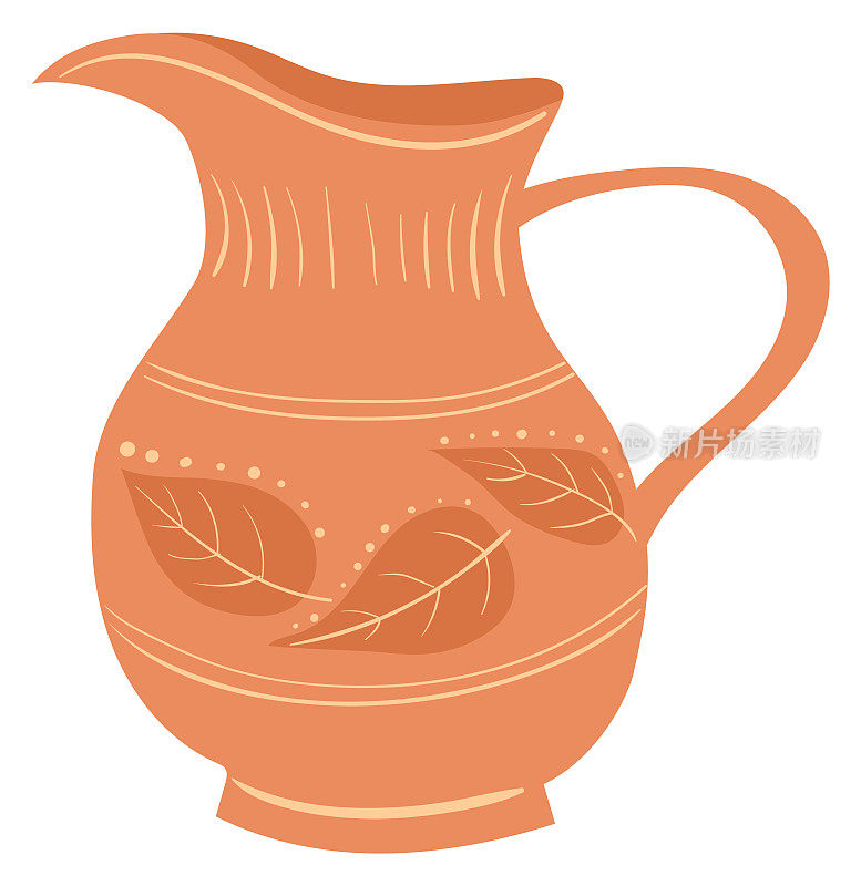 传统风格的陶瓷壶。手拉陶罐