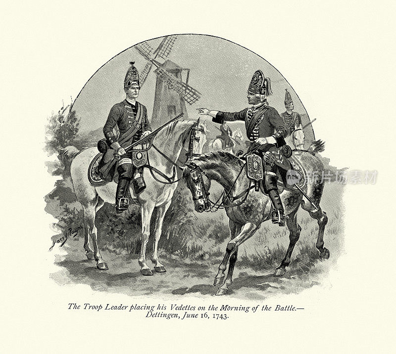 1743年戴廷根战役前的皇家苏格兰灰骑兵第二龙骑兵，英国军事史