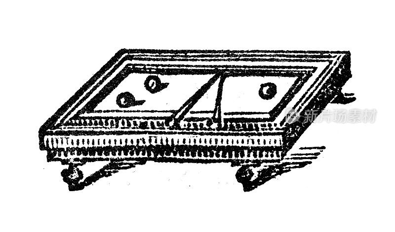 仿古雕刻插图:台球池