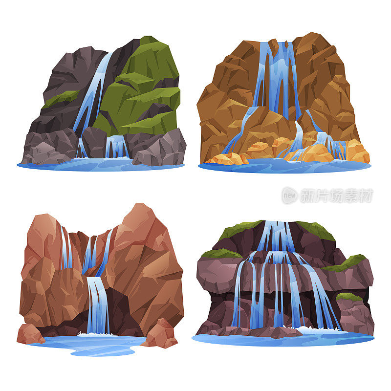 瀑布，水瀑布或山河瀑布