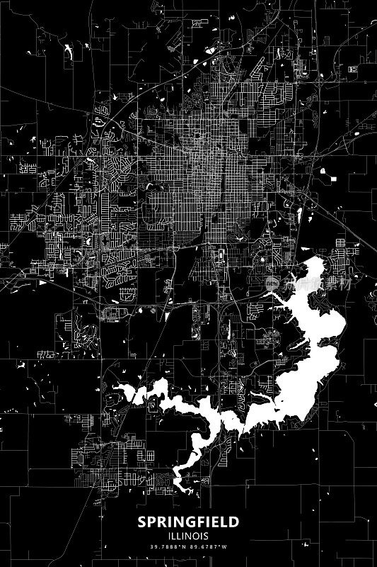 斯普林菲尔德，伊利诺伊州，美国矢量地图