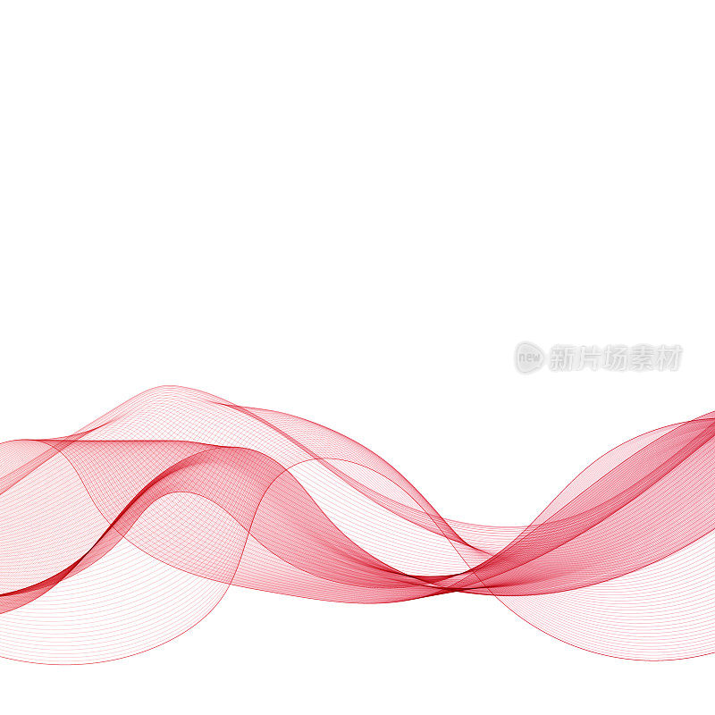 红色抽象波。矢量图像。表示模板。每股收益10