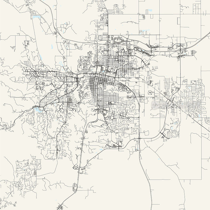拉皮德城，南达科他州，美国矢量地图