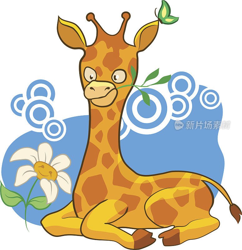 卡通插图有趣的长颈鹿