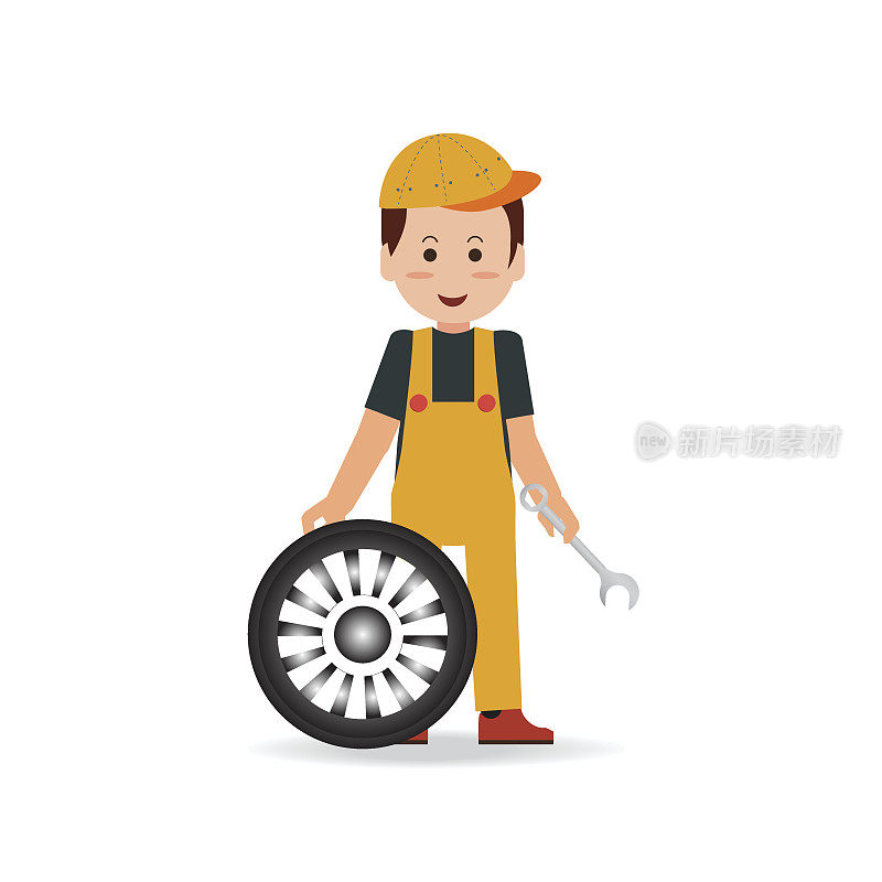 换轮胎工人。