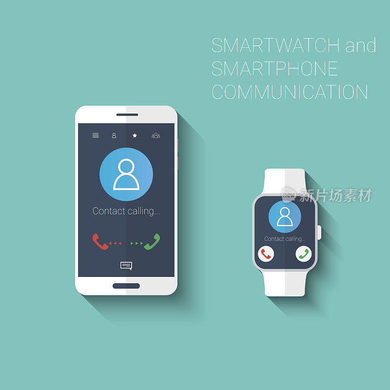 智能手机和智能手表调用用户界面图标工具包。可穿戴技术