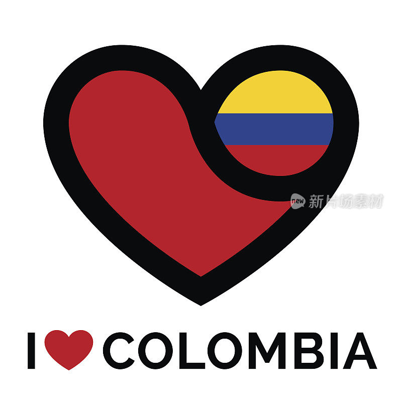 我爱哥伦比亚的旗帜图标与心和国旗