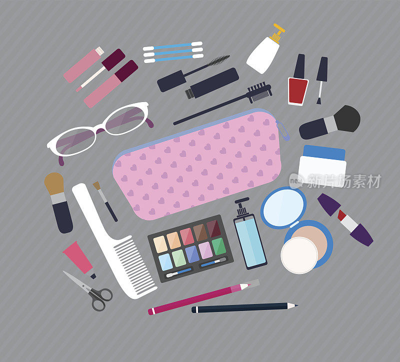 美容护理、化妆品和化妆元素