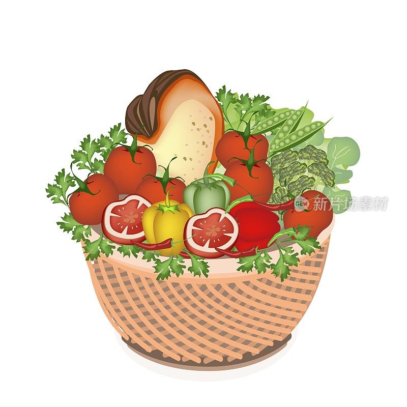 健康营养蔬菜及篮内食品
