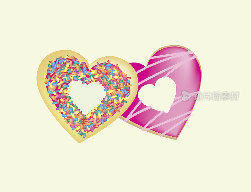 两个甜甜圈连在一起表示一对情侣相爱