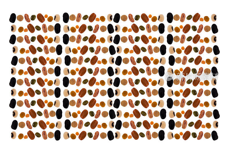 豆子，豆类和扁豆孤立在白色背景。