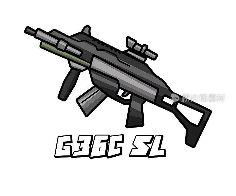 突击步枪武器模型g36c卡通设计