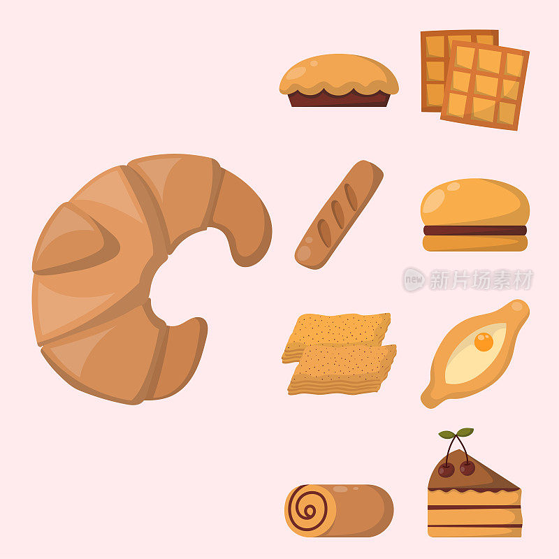 饼干蛋糕隔离美味零食美味巧克力自制糕点饼干矢量插画