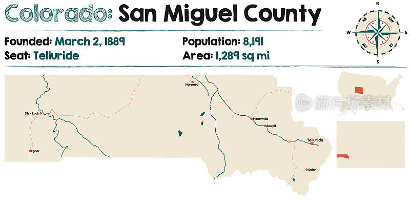 科罗拉多州圣米格尔县地图