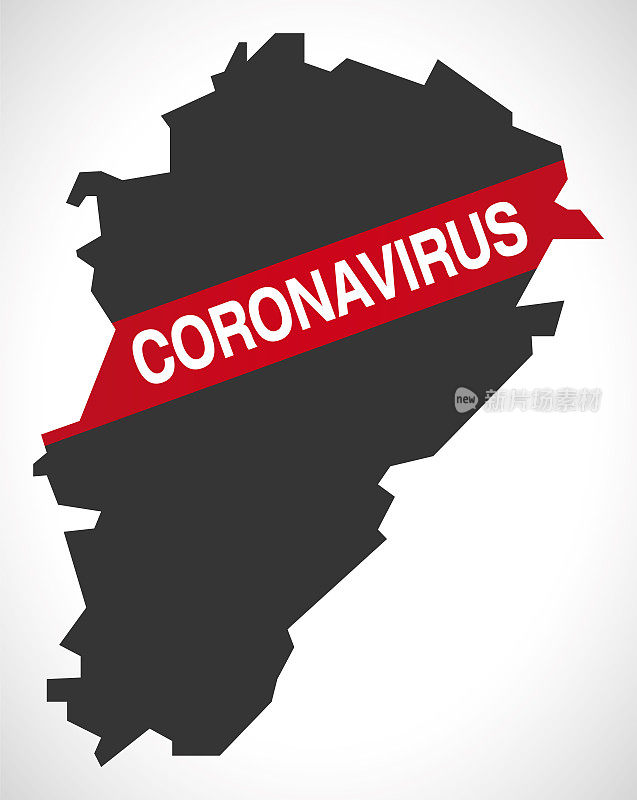 带有冠状病毒警告插图的法国区域地图