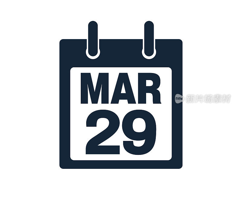 3月29日日历图标股票矢量插图