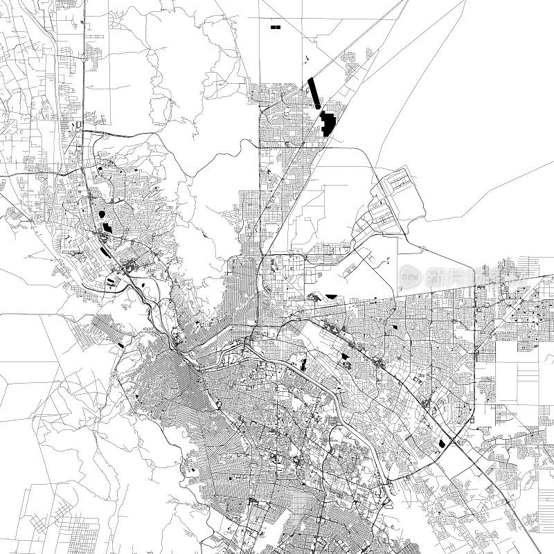 埃尔帕索，德克萨斯州，美国矢量地图