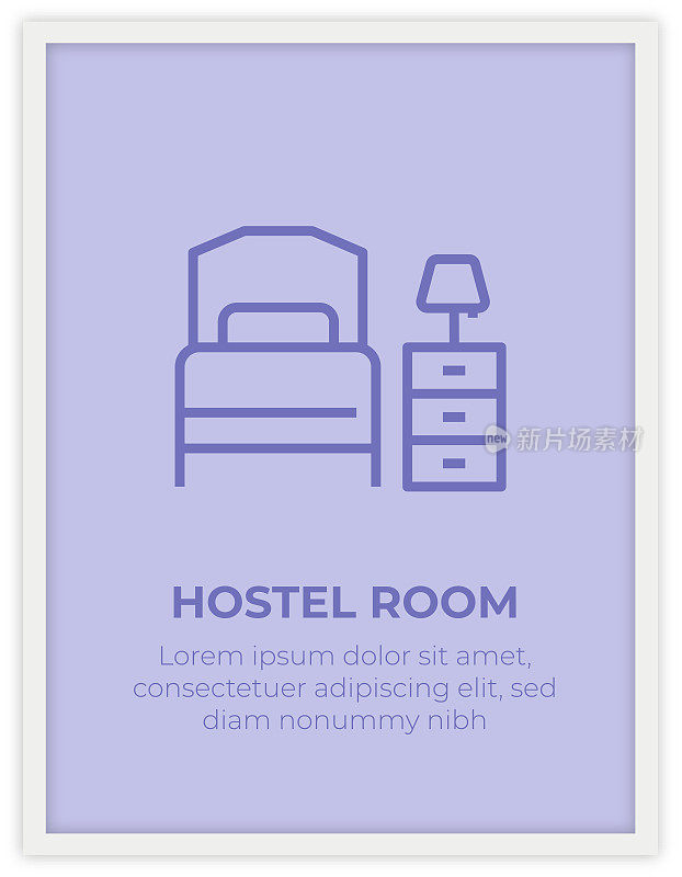 旅舍房间单图标海报设计
