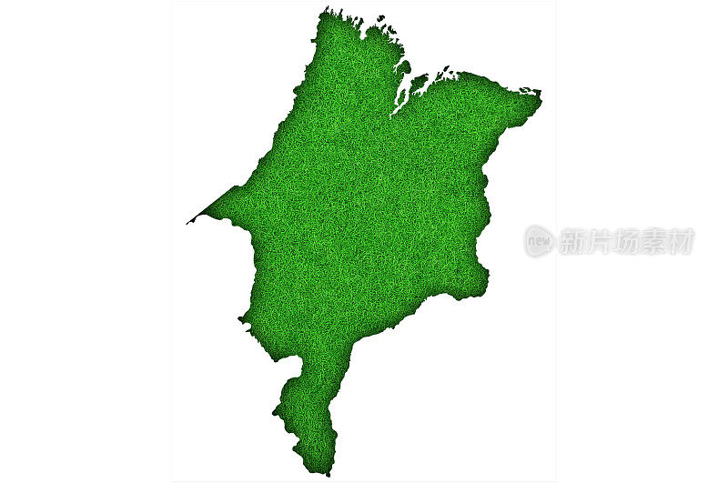 绿色毛毡上的Maranhao地图，