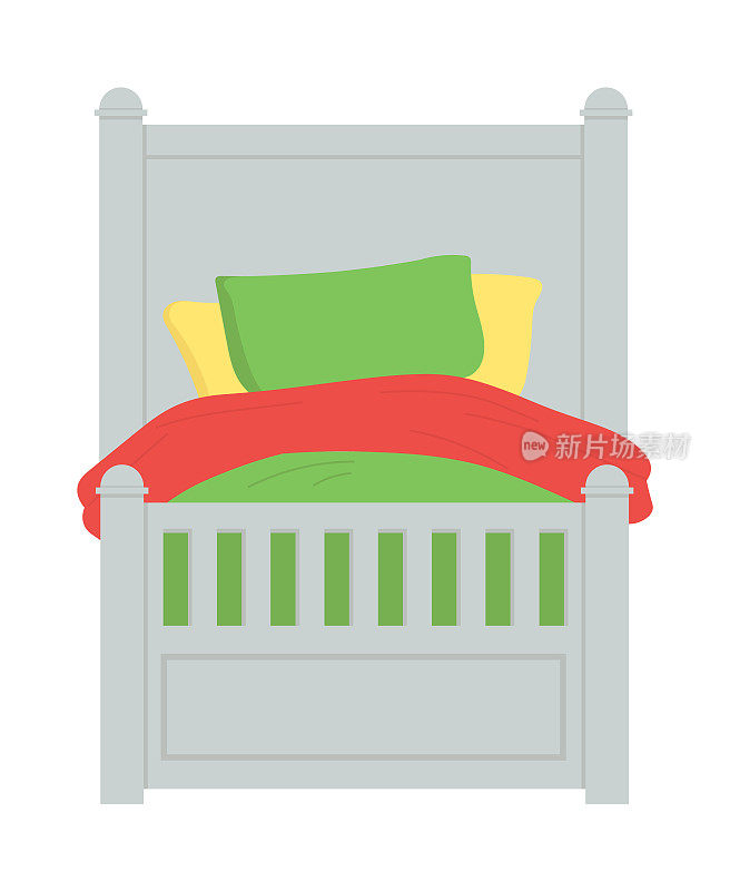 儿童床，毯子和枕头被褥