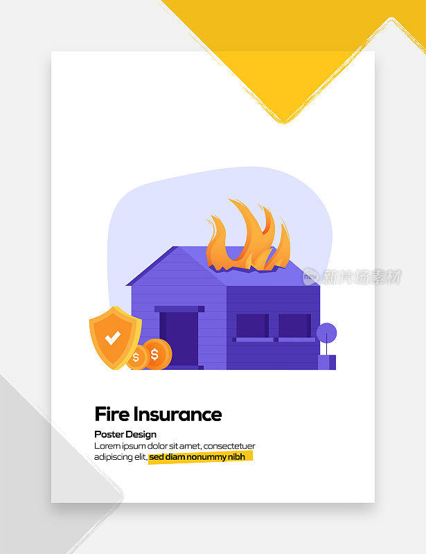 海报、封面和横幅的火灾保险概念平面设计。现代平面设计矢量插图。