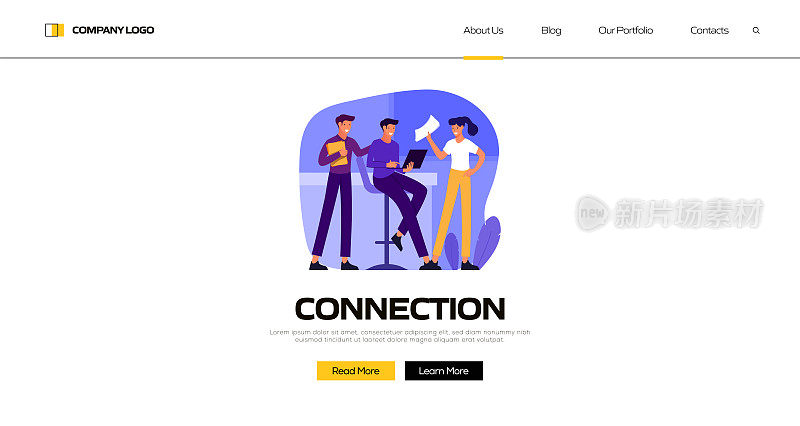 连接概念矢量插图登陆页面模板，网站横幅，广告和营销材料，在线广告，业务演示等。
