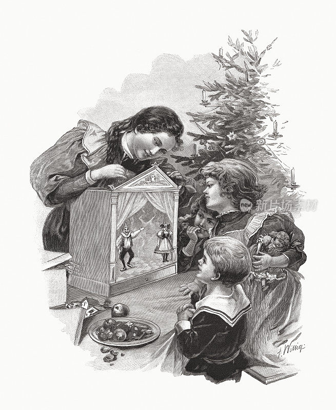 圣诞礼物，木雕，1897年出版