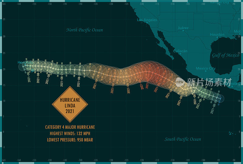 飓风琳达2021轨道东太平洋信息图