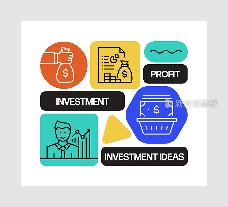 投资概念，线条风格矢量插图