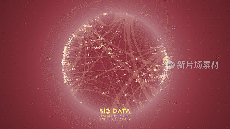 大数据可视化。未来的信息。美学设计的信息。可视化数据的复杂性。复杂数据线程图形可视化。抽象的数据图。