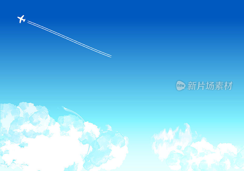 白云和蓝天与飞机