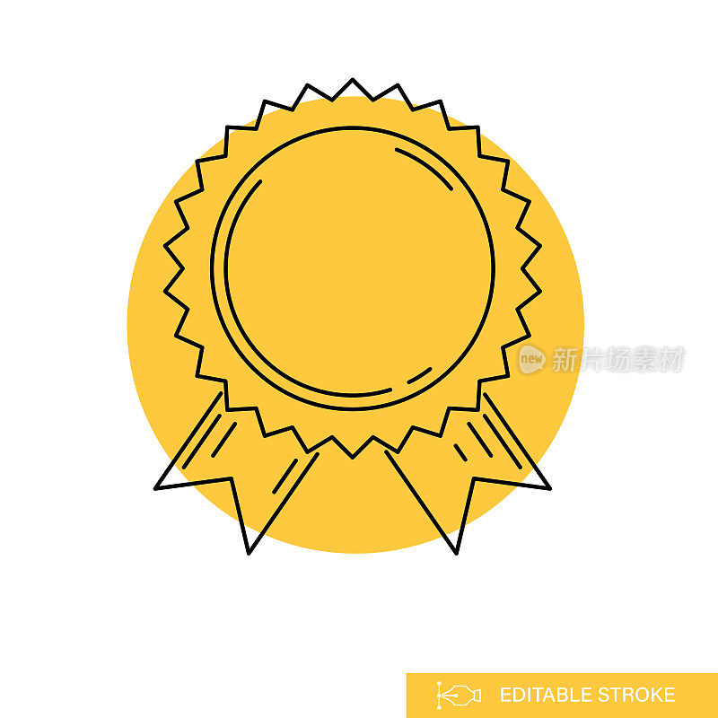奖项缎带-细线成功图标在彩色圆透明背景