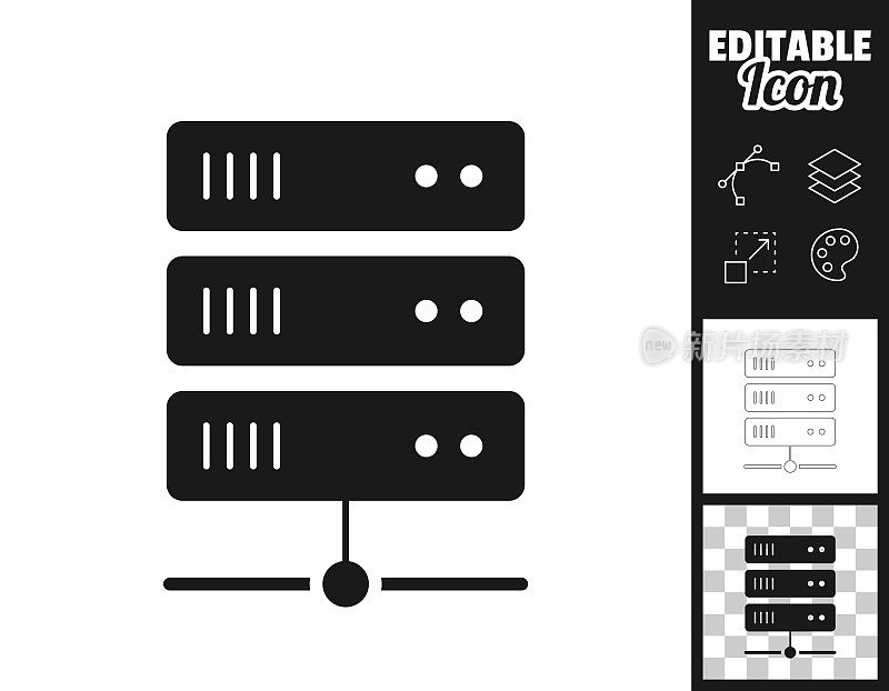 服务器。图标设计。轻松地编辑