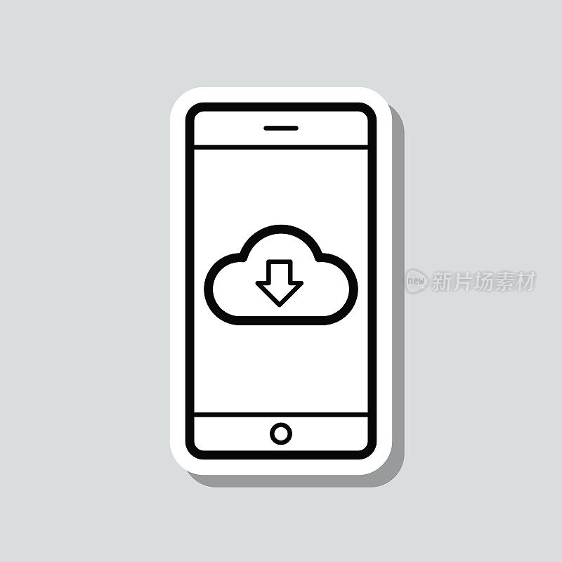 云下载到智能手机。图标贴纸在灰色背景