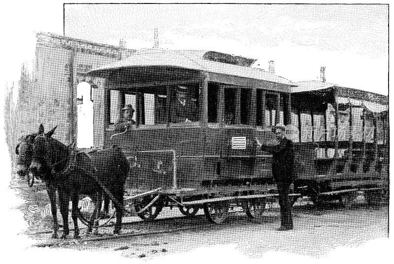 Compa?ía de ferrocariles del Distrito federaldrawn Tramway在墨西哥城，墨西哥- 19世纪