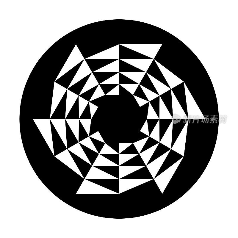 星形带有圆形三角形图案，内呈黑色圆形