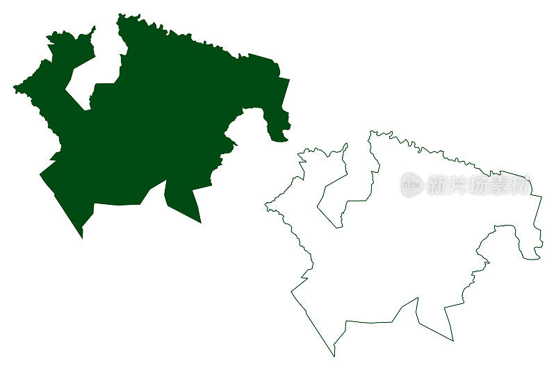 莫雷洛斯市(自由和主权州奇瓦瓦，墨西哥，美国墨西哥)地图矢量插图，潦草素描莫雷洛斯地图