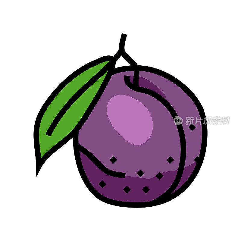 紫梅叶颜色图标矢量插图