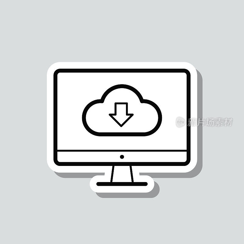 云下载到桌面计算机。图标贴纸在灰色背景