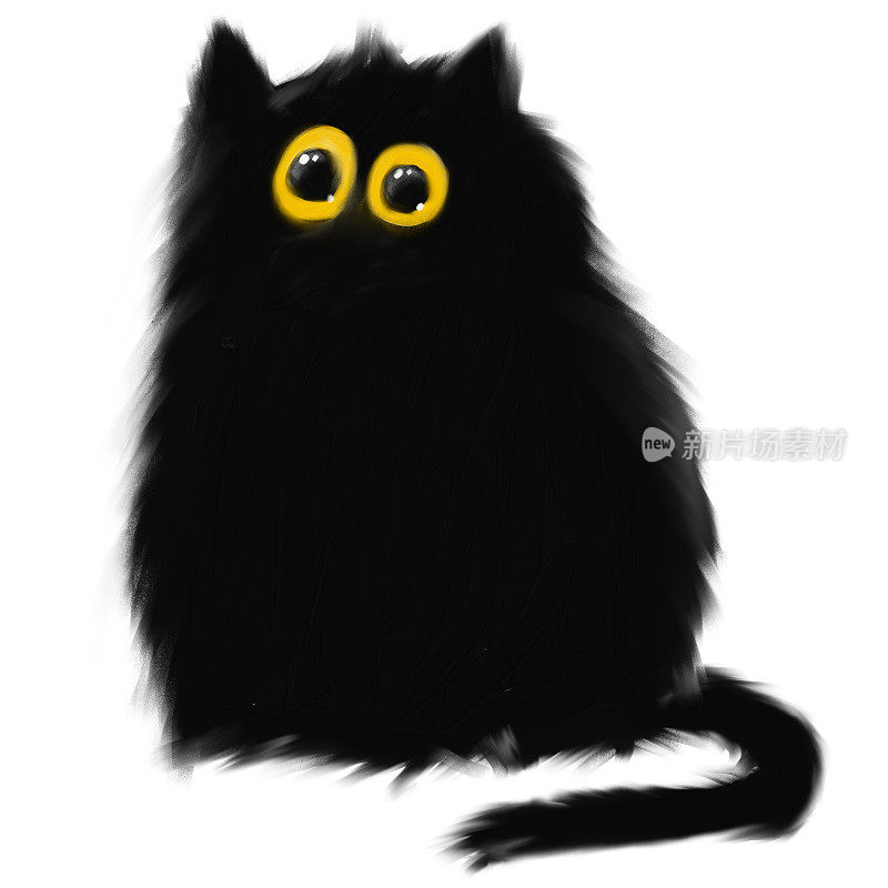 可爱的黑猫，黄色的大眼睛