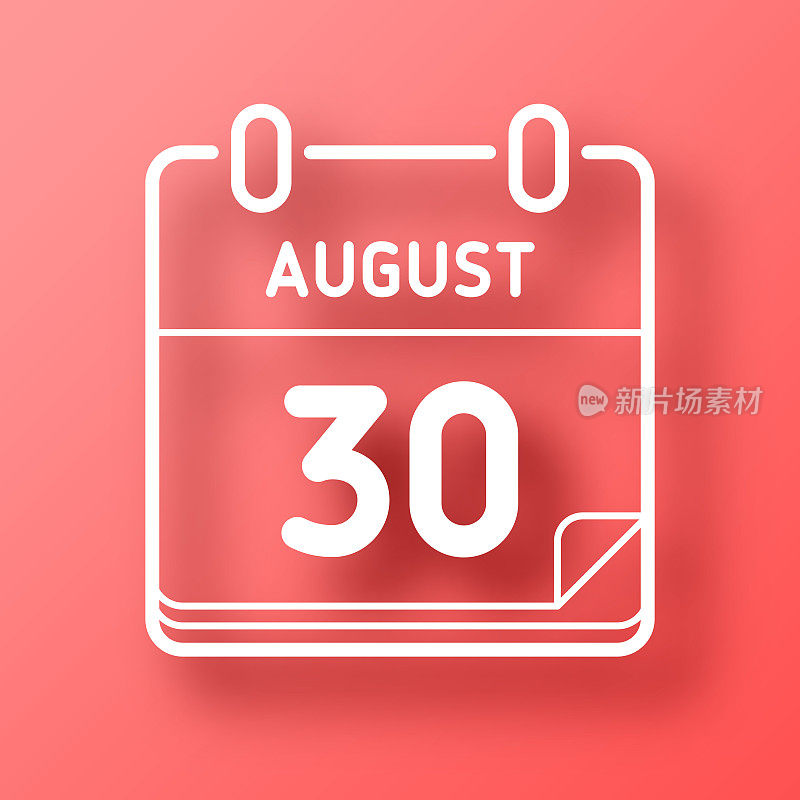 8月30日。图标在红色背景与阴影