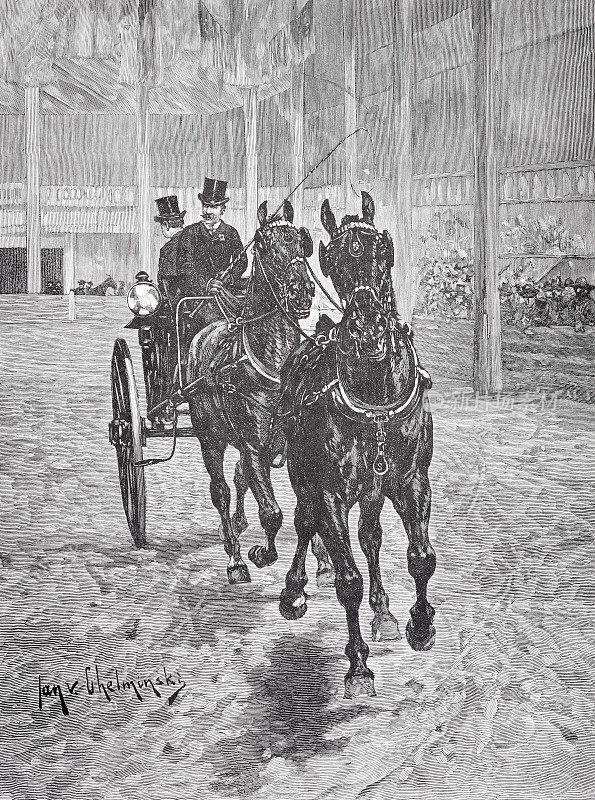 纽约市，麦迪逊广场花园的马展，1886年