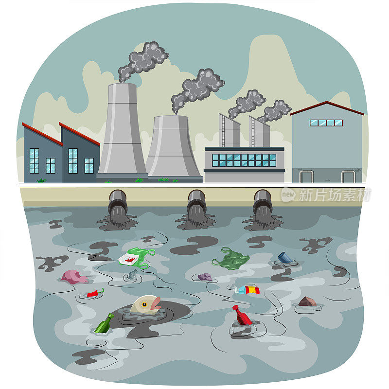 水污染概念矢量插图