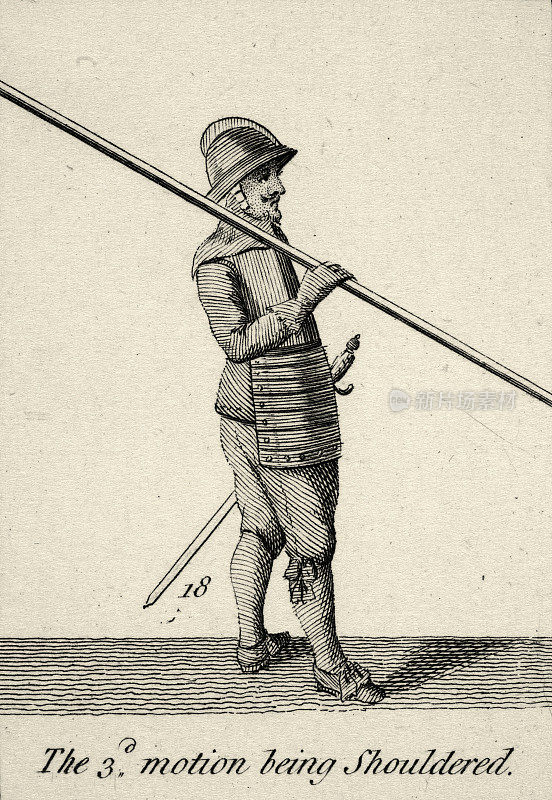 英国士兵，长枪手，第三运动被肩，长枪，军事历史，17世纪的武器