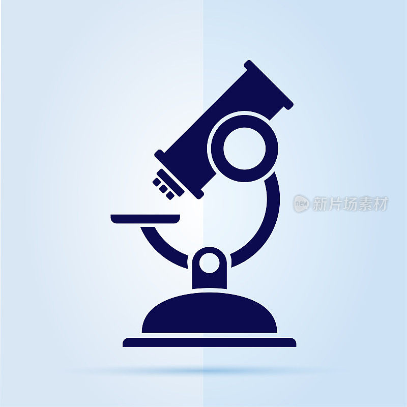蓝色背景上的显微镜图标。