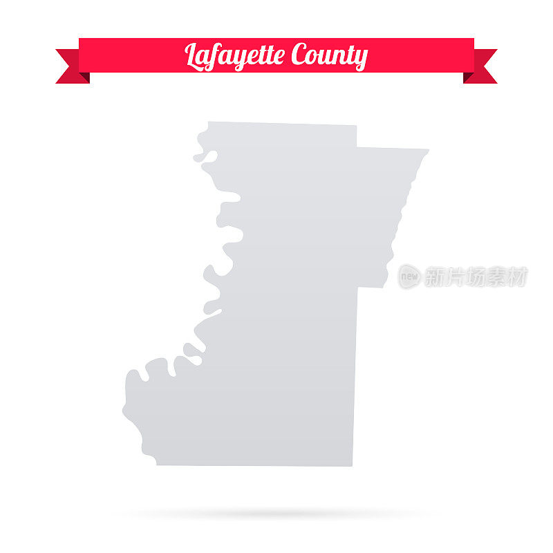 拉斐特县，阿肯色州。白底红旗地图