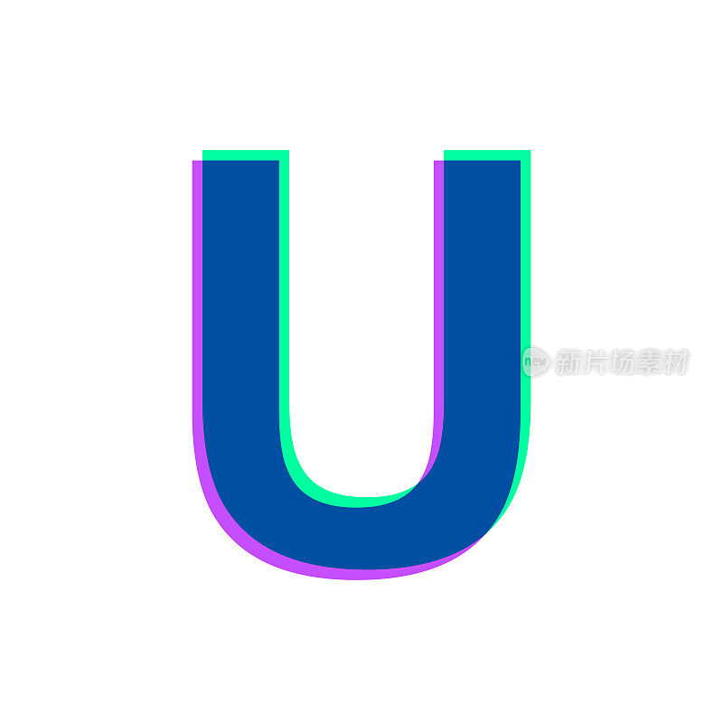 字母u图标与两种颜色叠加在白色背景上