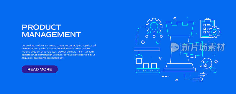 产品管理相关的线条风格横幅设计网页，标题，宣传册，年度报告和书籍封面