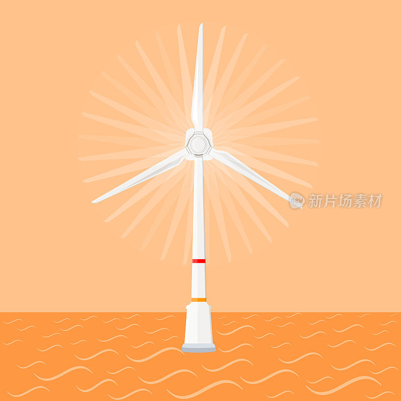 日落时海上的风力发电机