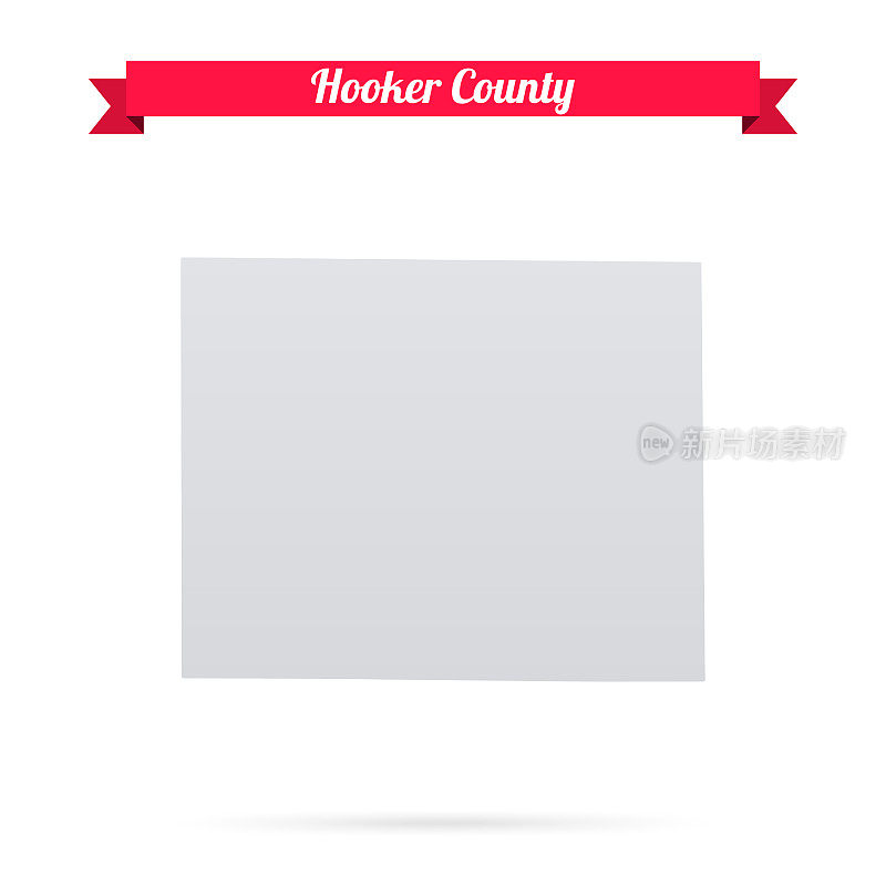 内布拉斯加州胡克县。白底红旗地图